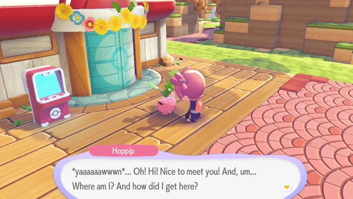 Talk to Hoppip at the Pokemon Center
